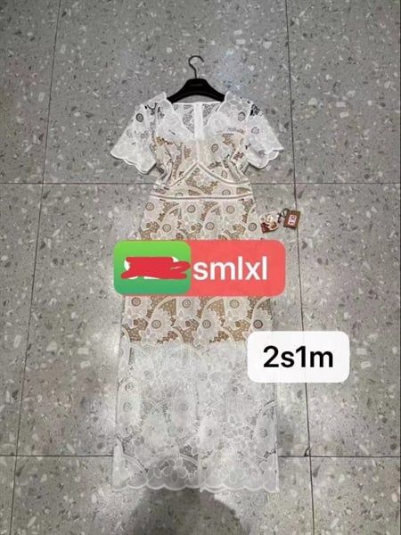 Váy ren hoa ngắn tay (*)