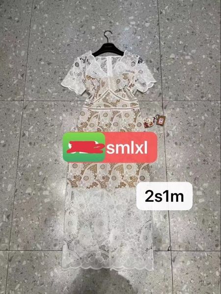 Váy ren hoa ngắn tay (*)