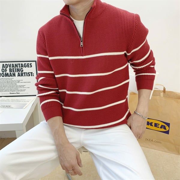 MK Polo QC 1087 Kẻ Ngang Khóa Cổ