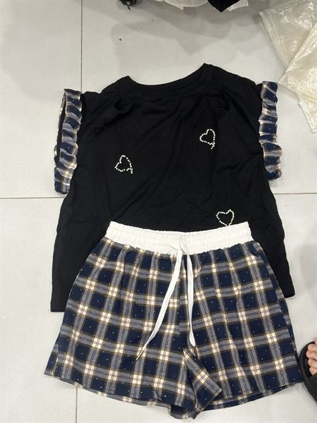 Set cotton quần kẻ (H)