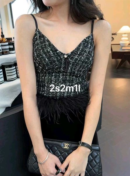 Áo bra dạ vân mix lông