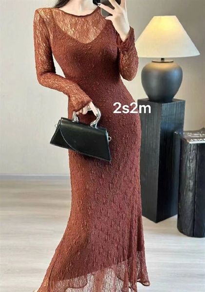 Váy ren lưới dài tay kèm váy 2 dây
