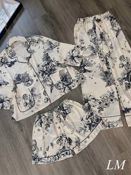 Set pzm lụa 3.món in chữ viền đen (*)