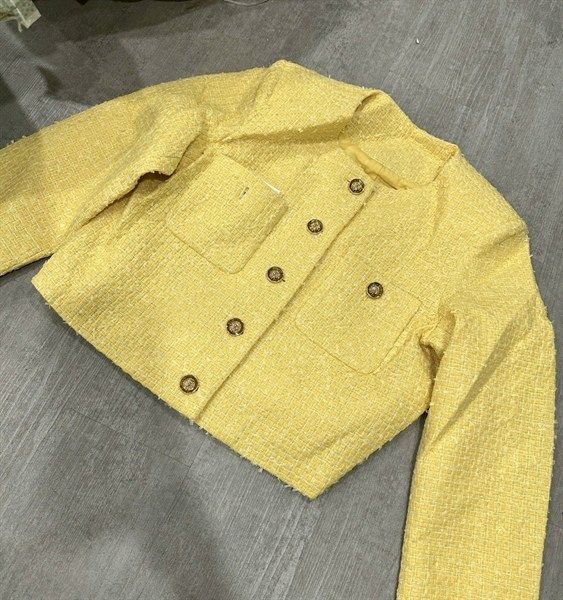 AKN C dạ tweed vân túi ngực