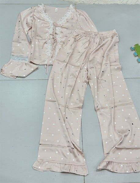 Set pzm lụa adt viền ren qd chấm bi