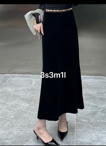 CVD nhung cạp chun viền ren xẻ sau (88021)