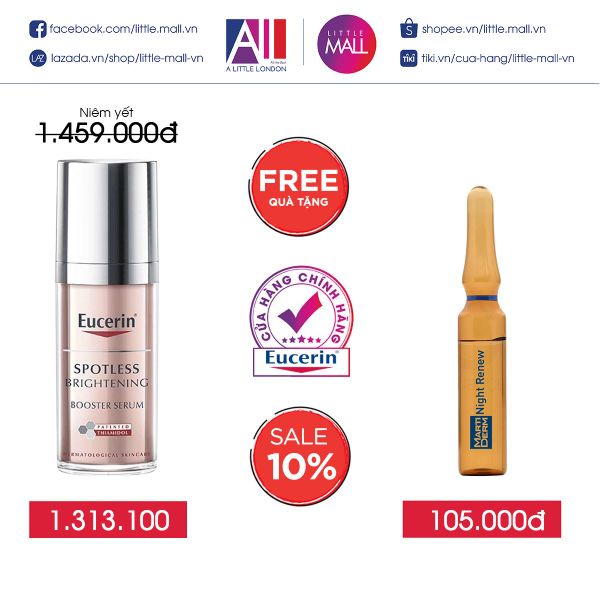 Tinh chất giảm thâm nám, dưỡng sáng Eucerin spotless brightening booster serum 30ml TẶNG Ampoule chống lão hóa Martiderm (Nhập khẩu)