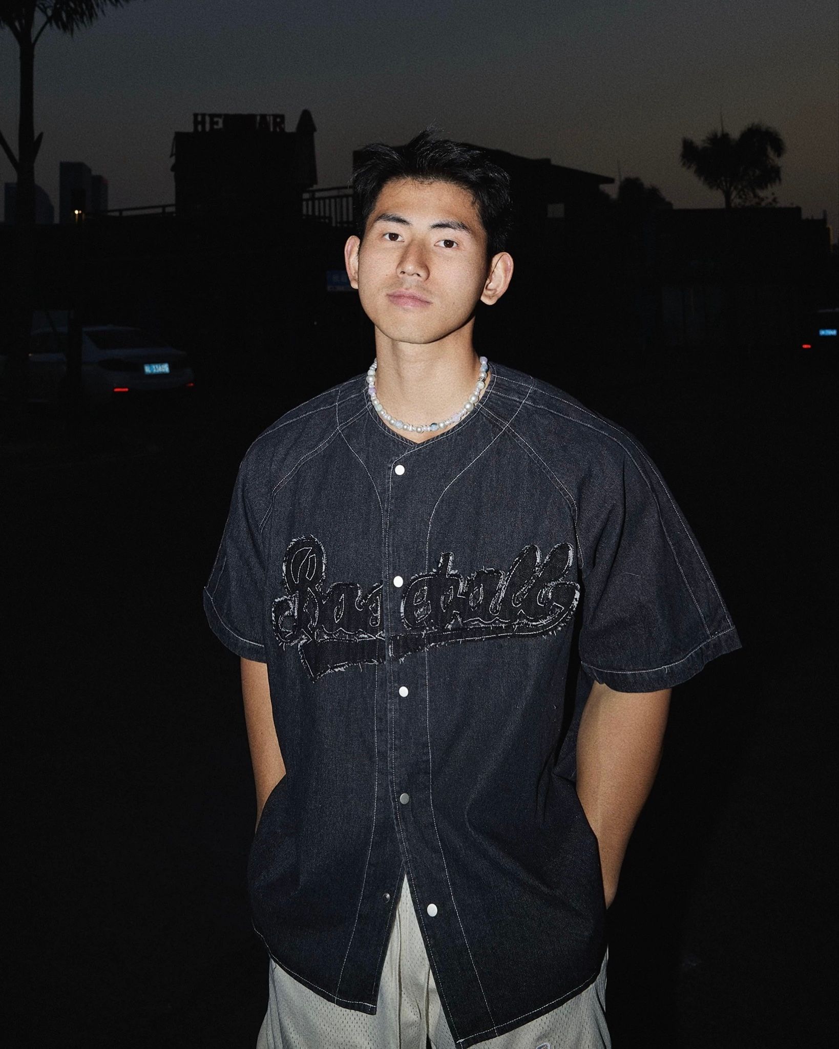 ÁO BASEBALL DENIM 1583 ĐEN