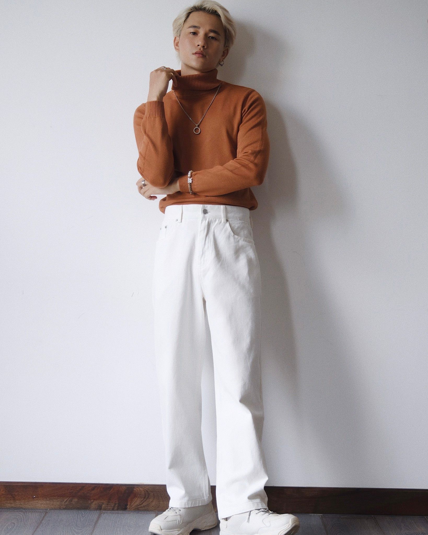 ÁO 832 NÂU CAM HIGHNECK SWEATER