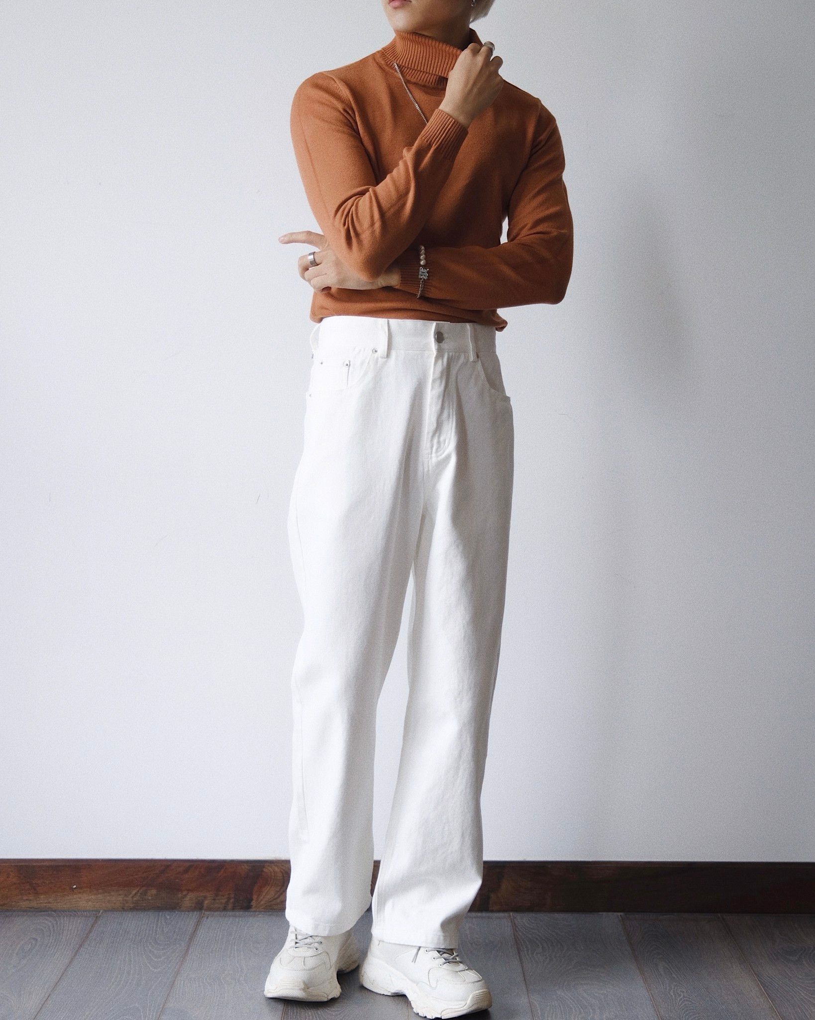 ÁO 832 NÂU CAM HIGHNECK SWEATER
