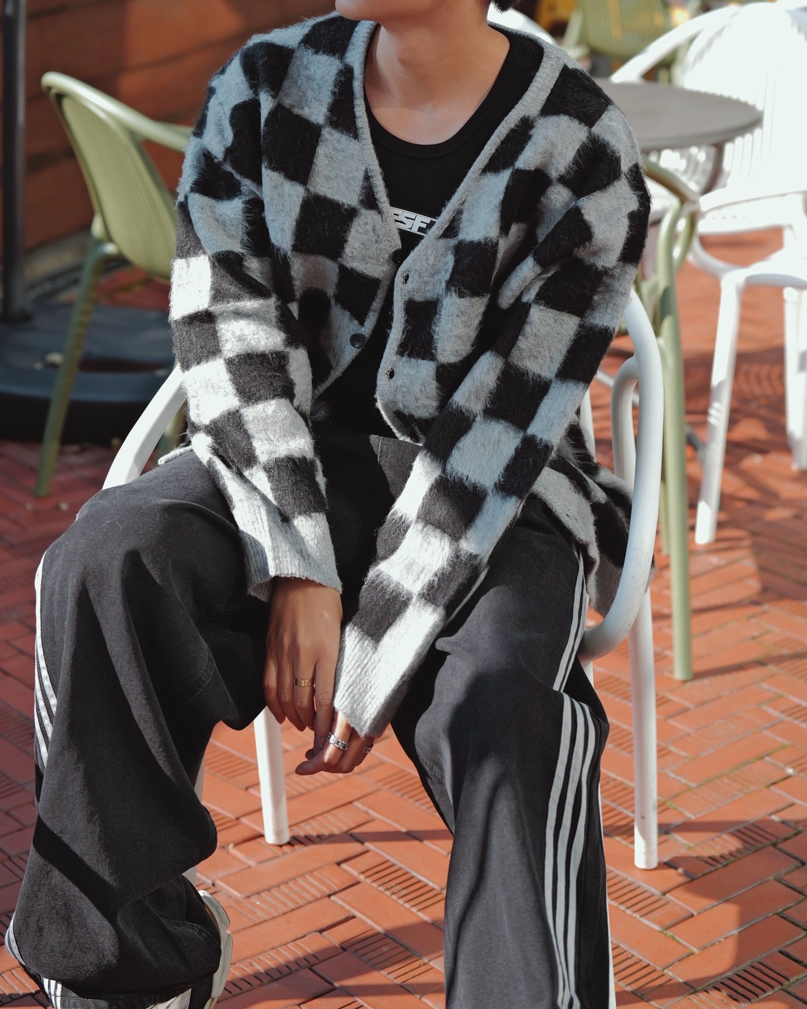 ÁO CARDIGAN 65103 CARÔ ĐEN