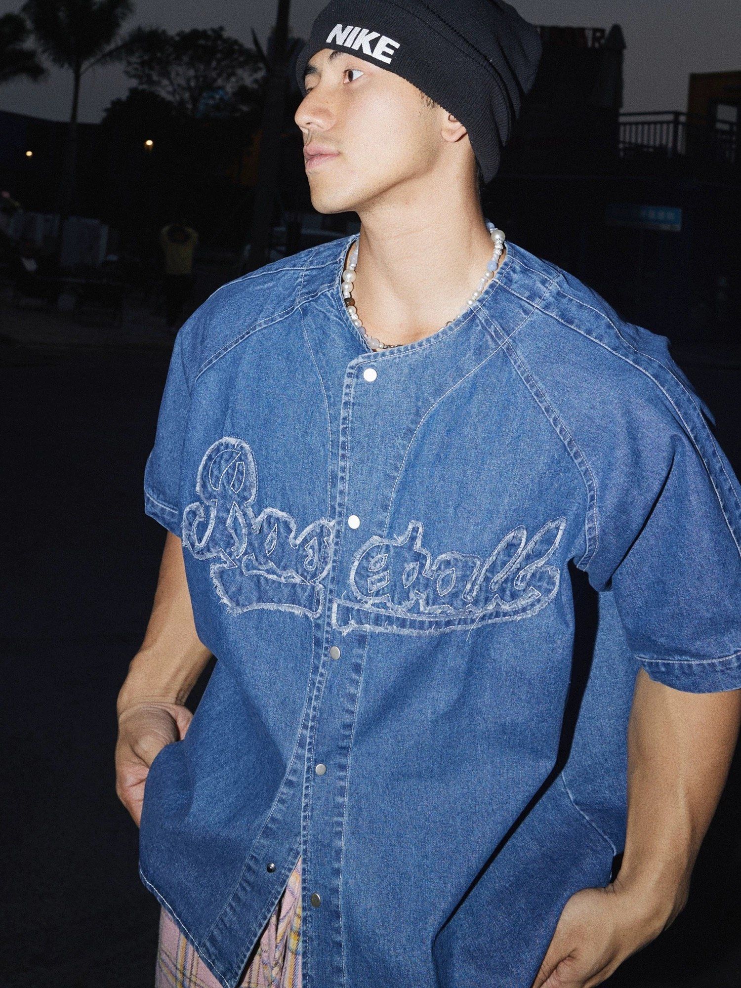 ÁO BASEBALL DENIM 1583 XANH