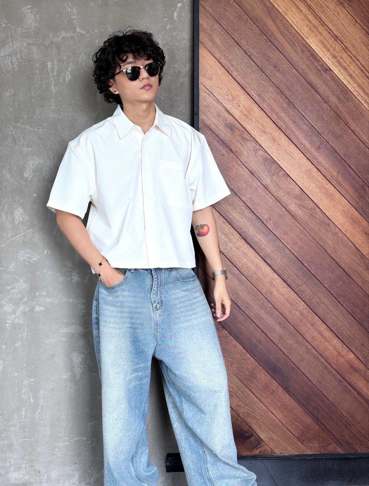 SƠ MI BOXY 1098 TRẮNG KEM