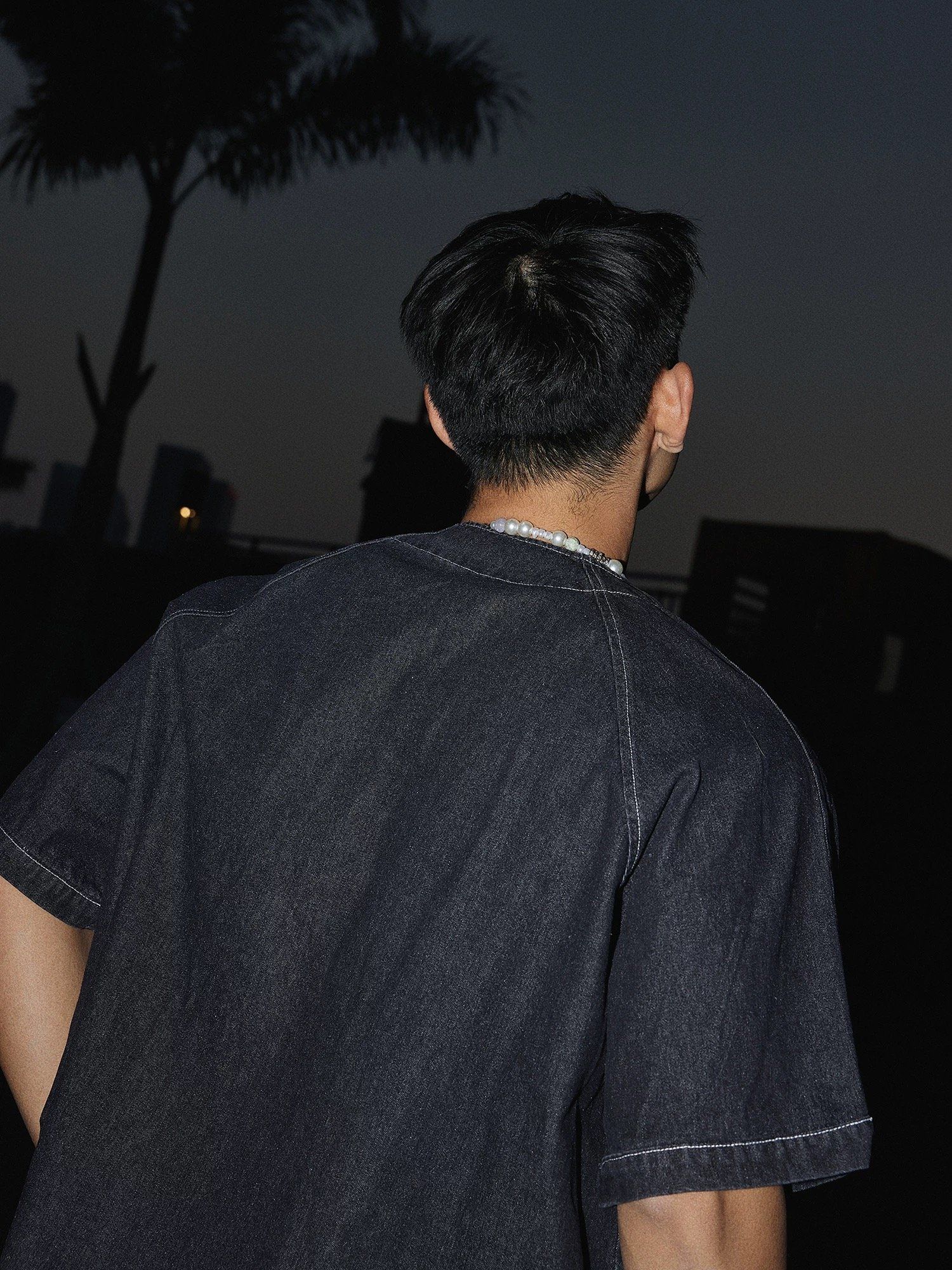 ÁO BASEBALL DENIM 1583 ĐEN
