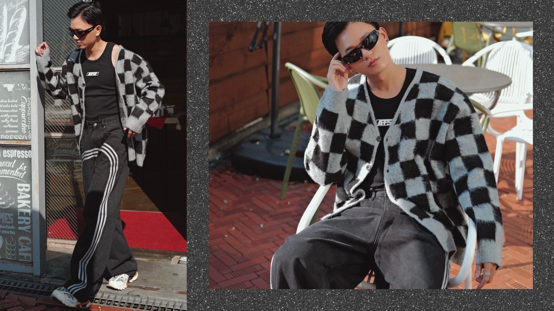 ÁO CARDIGAN 65103 CARÔ ĐEN