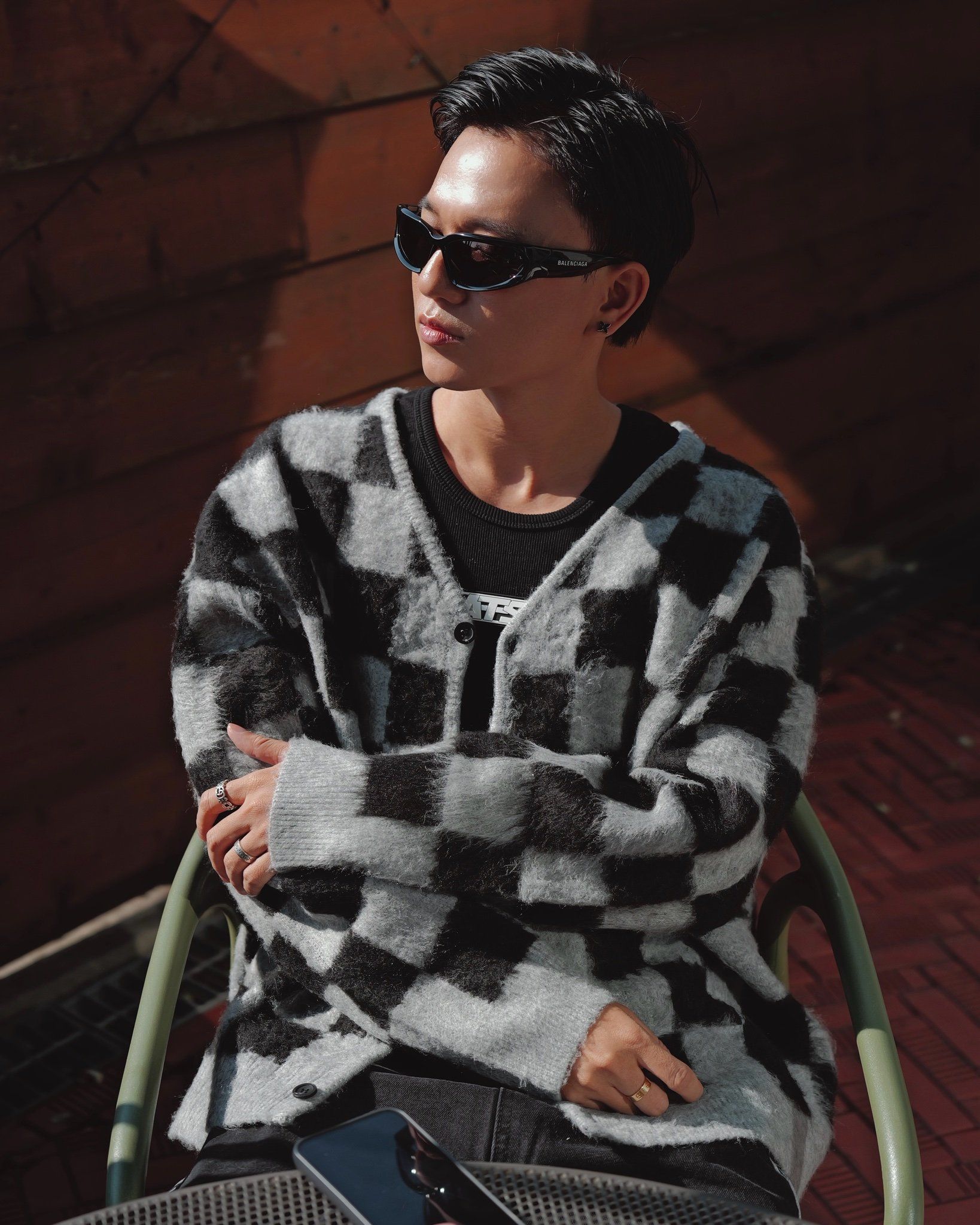 ÁO CARDIGAN 65103 CARÔ ĐEN