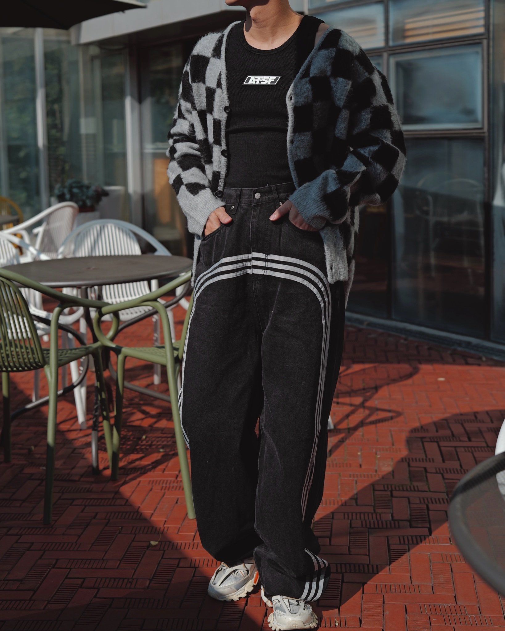 ÁO CARDIGAN 65103 CARÔ ĐEN