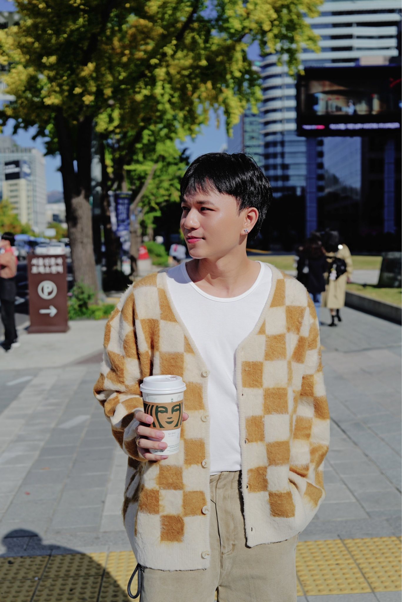 ÁO CARDIGAN 65103 CARÔ VÀNG