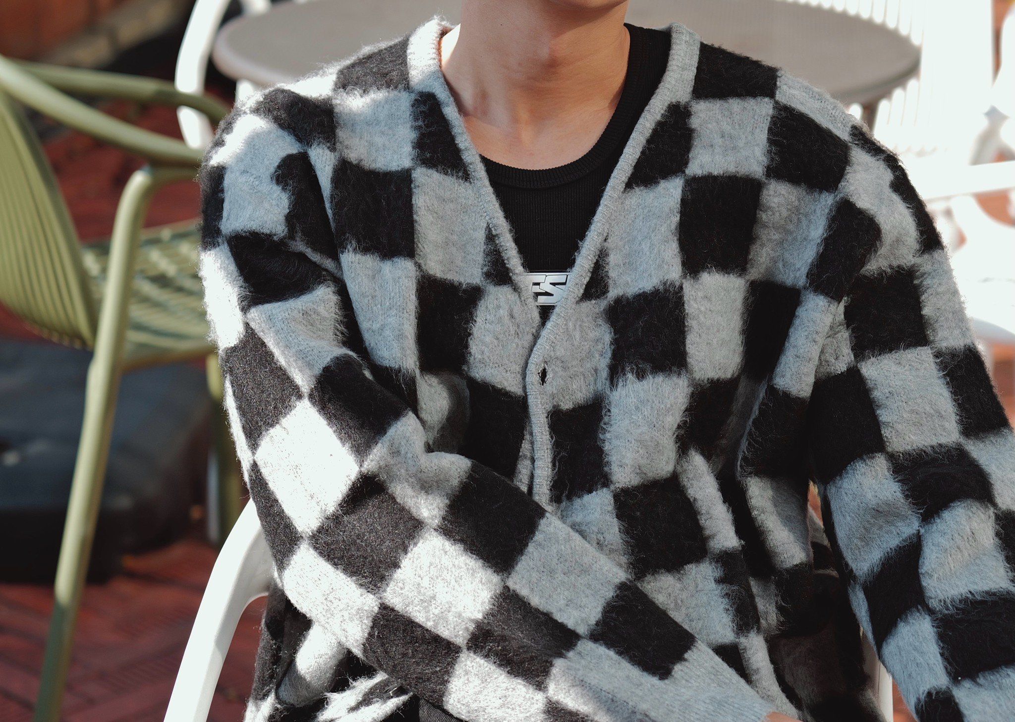ÁO CARDIGAN 65103 CARÔ ĐEN
