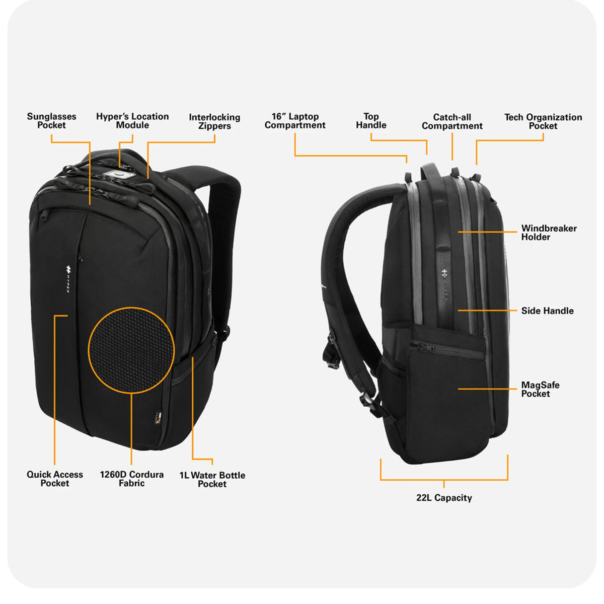 BALO CÔNG NGHỆ HYPERPACK PRO WITH APPLE FIND MY COMPATIBLE LOCATION MODULE