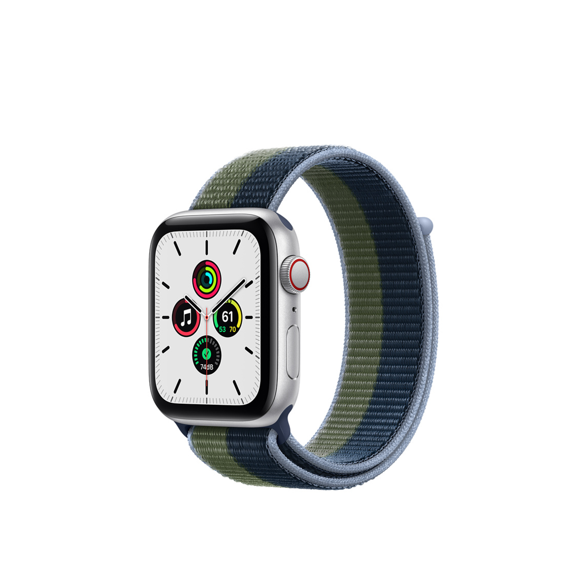  Apple Watch SE GPS + Cellular  Silver Aluminium Case with Abyss Blue/Moss Green Sport Loop Chính Hãng VN/A 