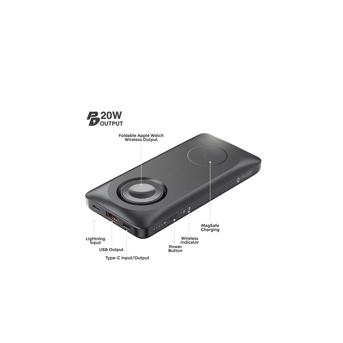 Pin Dự Phòng Mazer MagAir14 DUO MagSafe 15W + Apple Watch (10.000mAh)