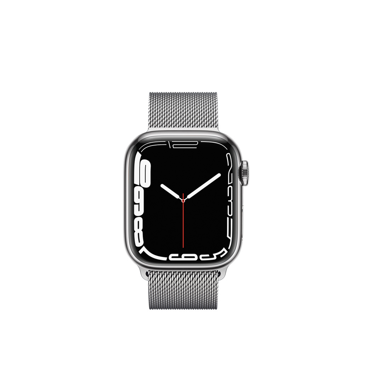  Apple Watch Series 7 GPS + Cellular, Silver Stainless Steel Case with Silver Milanese Loop 