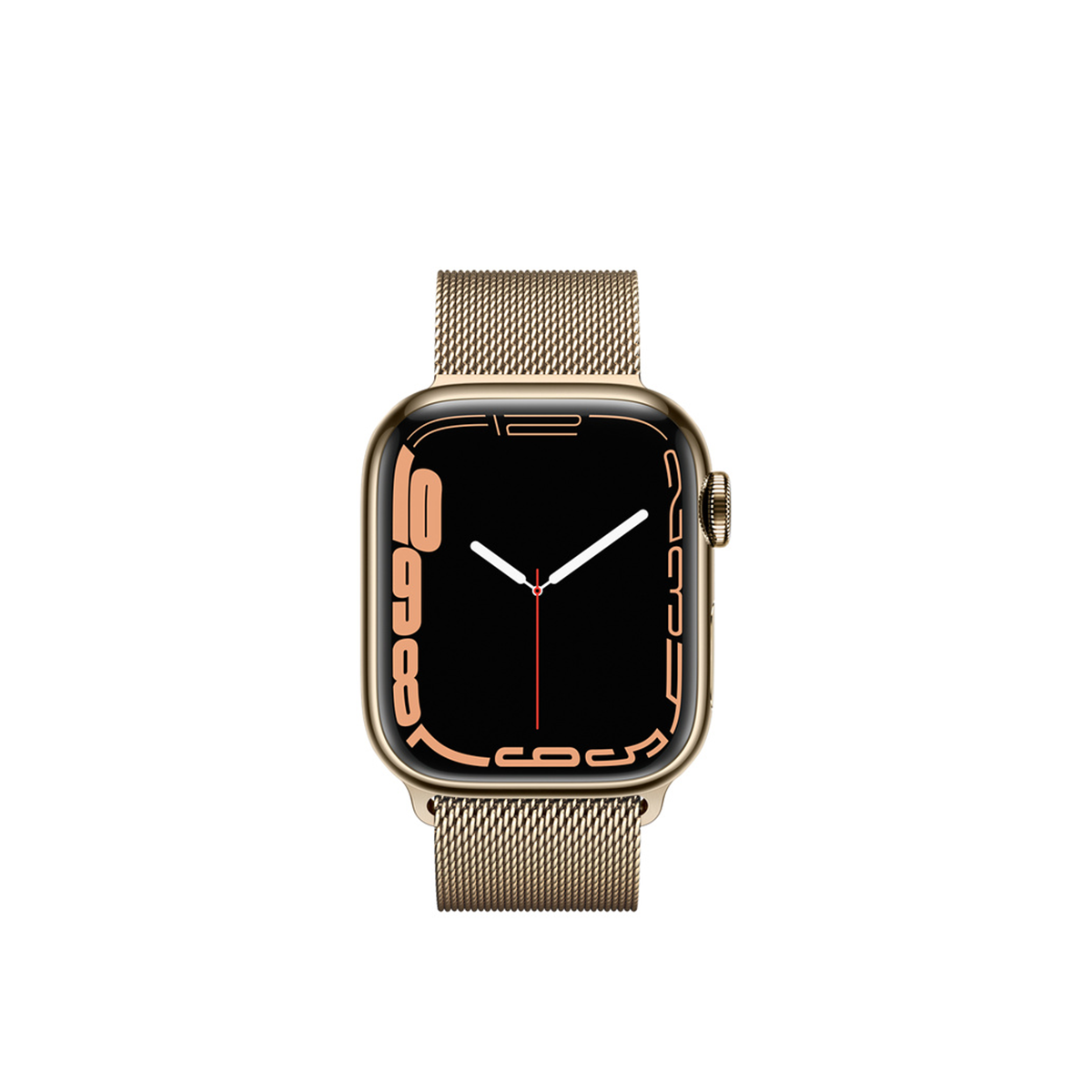  Apple Watch Series 7 GPS + Cellular, Gold Stainless Steel Case with Gold Milanese Loop 