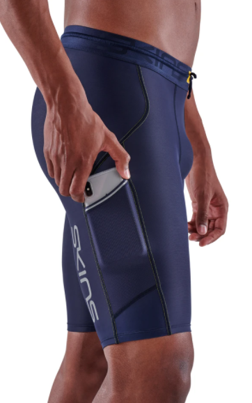 Skins: Quần bó cơ chạy bộ Compression Half Tights 3-Series - Navy Blue