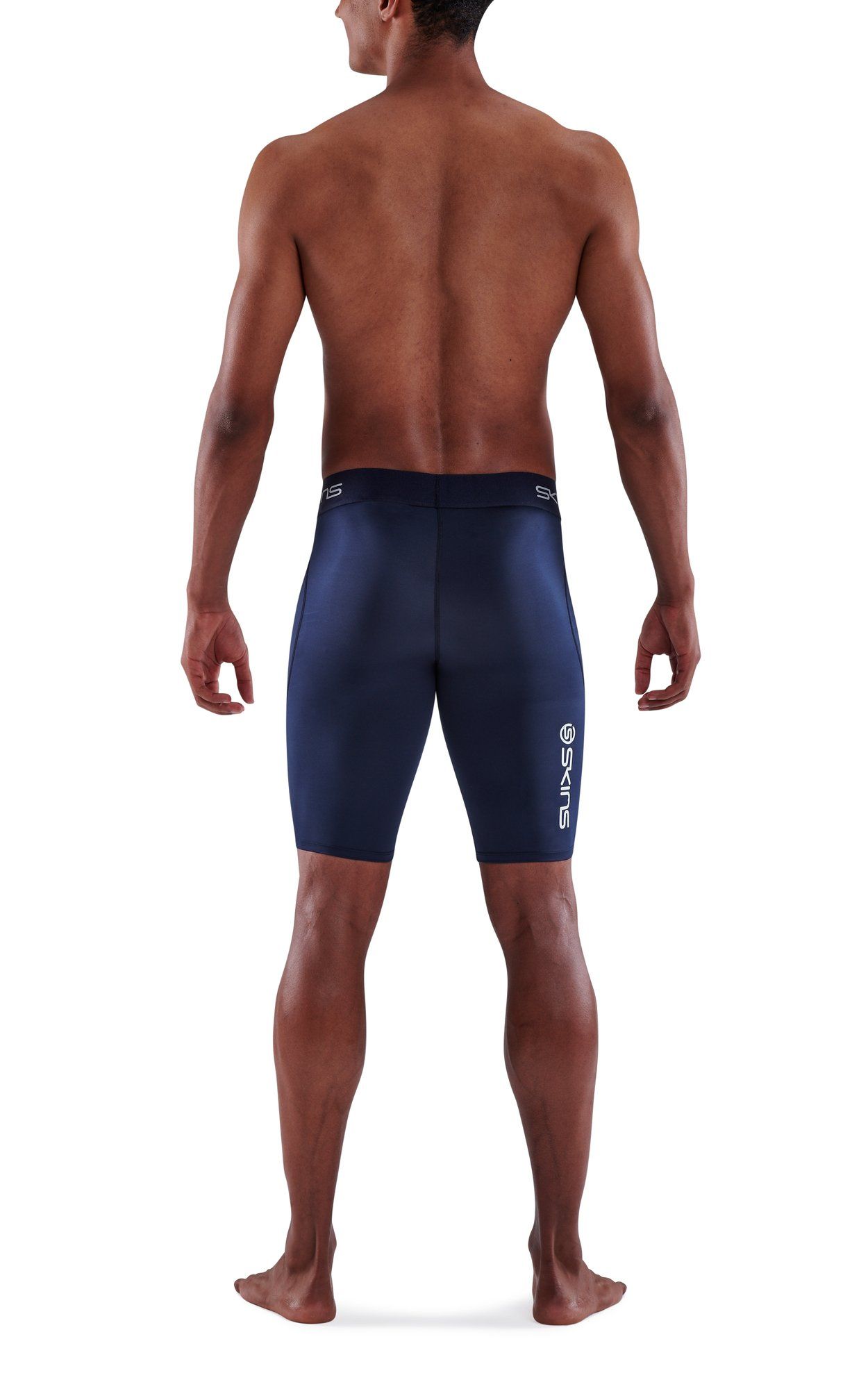 Skins: Quần bó cơ chạy bộ Compression Half Tights 1-Series - Navy Blue