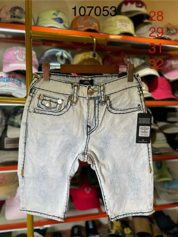 Quần Short Jeans True Religion Xanh Nhạt Chỉ Vàng Nổi - New - 107053 - TC01