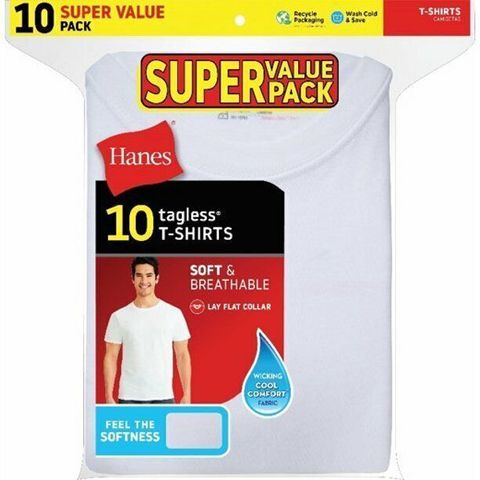 Set 10 Áo Lót Trắng HANES - New - 2135Z0