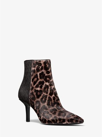 Katerina Leopard Print Calf Hair and Logo Ankle Boot 40F9KTME8H