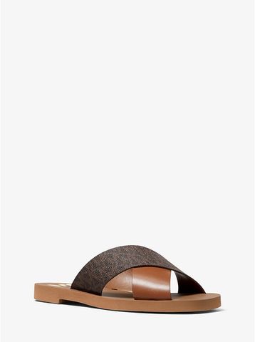 Glenda Leather And Logo Slide Sandal  40S0GLFP3L