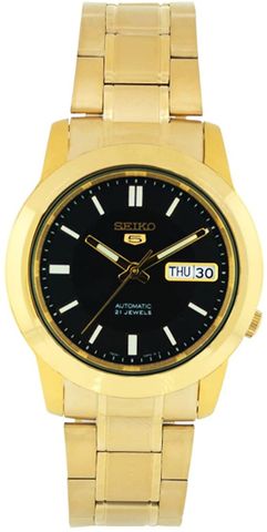 5 Automatic Black Dial Yellow Gold-tone Men's Watch SNKK22