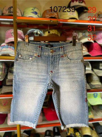 Quần Short Jeans True Religion Xanh Nhạt Chỉ Đỏ Nổi - New - 107239 - TC01