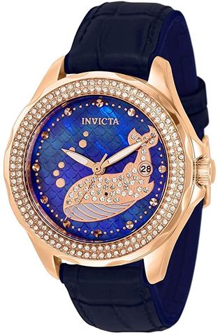 Wildflower Whale Quartz Crystal Blue Dial Ladies Watch 32671