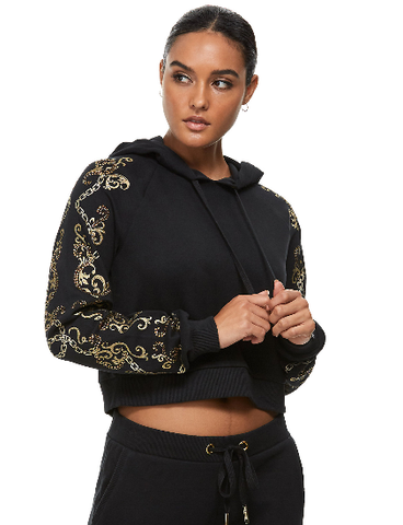 EMBELLISHED CROP HOODIE 202684