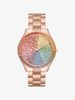 Oversized Slim Runway Rainbow Pavé Rose Gold-Tone Watch MK3890