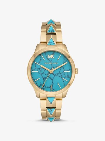 Runway Mercer Gold-Tone and Turquoise Watch MK6670