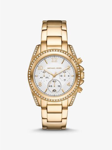 Oversized Blair Pavé Gold-Tone Watch MK6762