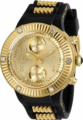 Angel Chronograph Quartz Crystal Gold Dial Ladies Watch 29517