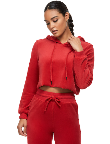 VELOUR CROP HOODIE 203003