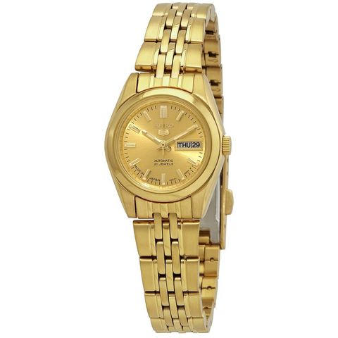 Seiko 5 Automatic Gold Dial Ladies Watch SYMA38J1