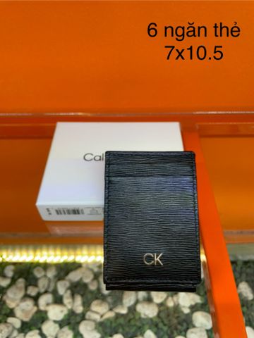 Ví Nam Đen Logo Bạc Chữ CK Dọc Calvin Klein  - New - 31KA160001