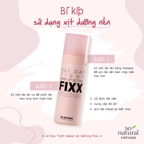  Xịt khóa và dưỡng nên All Day Tight Make Up Setting Fixx (new) 