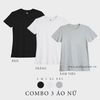  COMBO 3 ÁO NỮ  - COTTON 100% THOÁT NHIỆT SIÊU MÁT, SIÊU NHẸ - Trắng, Đen, Xám Tiêu 