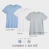  COMBO 3 ÁO NỮ  - COTTON 100% THOÁT NHIỆT SIÊU MÁT, SIÊU NHẸ - Xanh Biển, Trắng, Xám Tiêu 