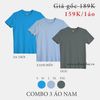  COMBO 3 ÁO NAM  - COTTON THOÁT NHIỆT SIÊU MÁT, SIÊU NHẸ - Da Trời, Xanh Biển, Oliu 