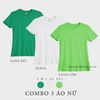  COMBO 3 ÁO NỮ  - COTTON 100% THOÁT NHIỆT SIÊU MÁT, SIÊU NHẸ - Xanh Két, Trắng, Xanh Cốm 